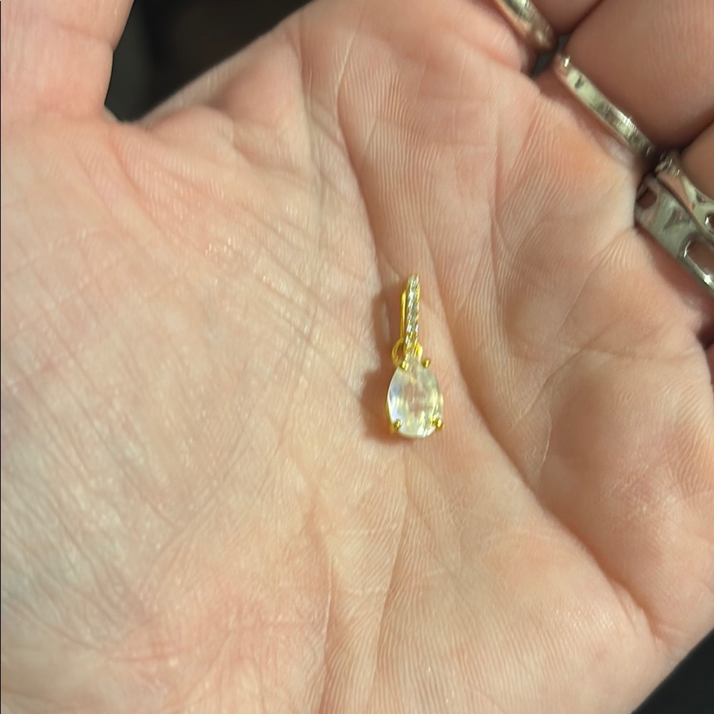 Clear topaz Gold Drop pendant